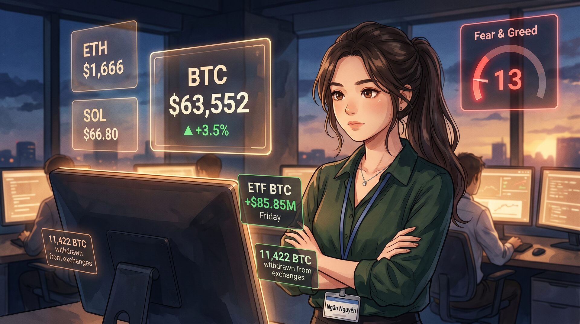 BTC +3.5% giữa Extreme Fear: Cá voi tích lũy, ETF bắt đầu đảo chiều — Tuần 2026-W24